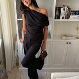 Katie One Shoulder Top in Black