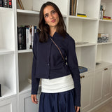 Mimi Maxi Skirt in White and Navy