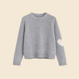 Sœur Heart Sweater in Light Grey and White