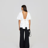 Short Sleeve Rhoe Top in White