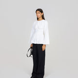 Long Sleeve Rhoe Top in White